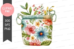 Floral pattern bucket clipart png Product Image 1