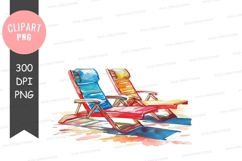 Colorful beach lounge chairs clipart png Product Image 1