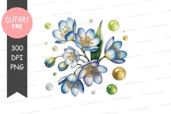 Blue floral bouquet clipart png Product Image 1