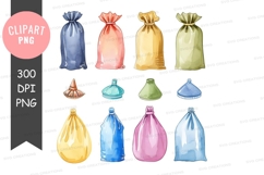 Colorful cloth bags and tagines clipart png Product Image 1