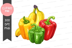 Assorted fruits and vegetables clipart png Product Image 1