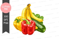 Vibrant fruit and vegetable clipart Product Image 1