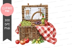 Picnic basket with fresh produce and wine Product Image 1