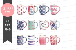 Colorful patterned mugs clipart png Product Image 1