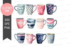 Colorful patterned mugs clipart png Product Image 1