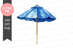 Blue beach umbrella clipart png Product Image 1