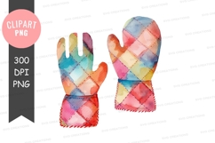 Colorful patchwork oven mitts clipart png Product Image 1