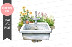 Serene bathroom sink with flowers Product Image 1