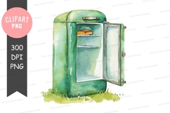 Vintage green refrigerator clipart png Product Image 1