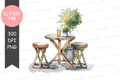 Cozy café table setting clipart png Product Image 1