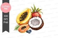 Tropical fruits clipart png Product Image 1