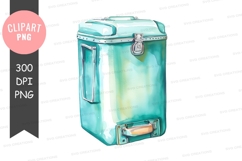 Vintage turquoise suitcase clipart png Product Image 1