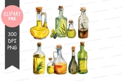 Collection of olive oil bottles clipart png Product Image 1