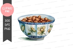 Decorative bowl with almonds clipart png Product Image 1