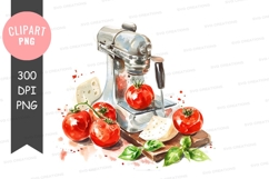 Kitchen mixer with fresh ingredients clipart png Product Image 1