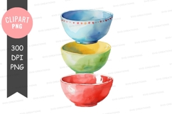 Stack of colorful bowls clipart png Product Image 1