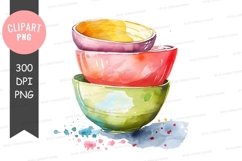 Colorful stacked bowls clipart png Product Image 1