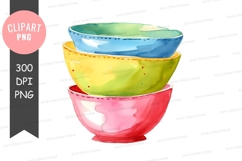 Stack of colorful bowls clipart png Product Image 1