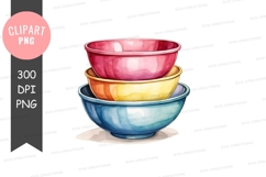 Stack of colorful bowls clipart png Product Image 1