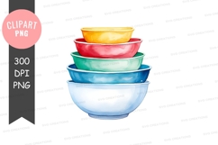 Stack of colorful bowls clipart png Product Image 1