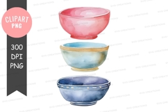Stack of colorful bowls clipart png Product Image 1