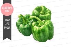 Three green bell peppers clipart png Product Image 1