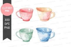 Colorful tea cups clipart png Product Image 1