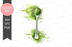 Green powder on spoon clipart png Product Image 1