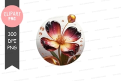 Vibrant flower with dew drops clipart png Product Image 1