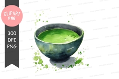 Green tea in a bowl clipart png Product Image 1