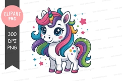 Colorful unicorn clipart png Product Image 1