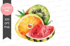 Vibrant fruit slices clipart png Product Image 1