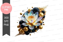 Elegant lotus flower with golden orbs Product Image 1