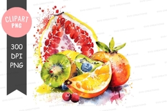 Vibrant fruit still life clipart png Product Image 1