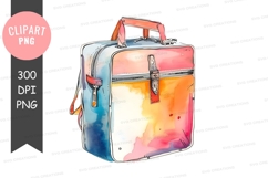 Colorful watercolor briefcase clipart png Product Image 1