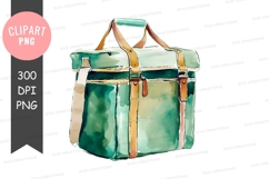 Green and beige leather bag Product Image 1