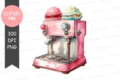 Pink espresso machine with ice cream Product Image 1