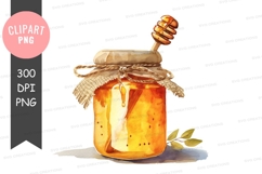 Honey jar with dipper clipart png Product Image 1