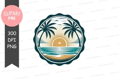 Tropical sunset clipart png Product Image 1