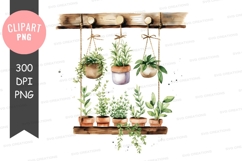 Hanging and shelved plants clipart png Product Image 1