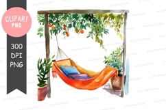 Relaxing hammock under fruit tree clipart png Product Image 1