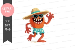 Funny monster in summer attire clipart png Product Image 1