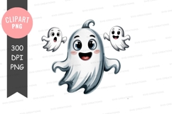 Three friendly ghosts clipart png Product Image 1