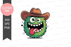 Green monster with cowboy hat clipart png Product Image 1