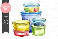 Colorful stacked food containers clipart png Product Image 1