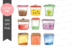 Colorful food storage jars clipart png Product Image 1