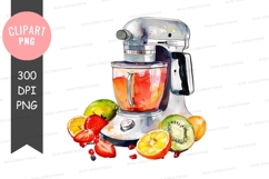 Kitchen mixer with fresh fruits clipart png Product Image 1