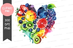 Colorful heart-shaped fruit clipart png Product Image 1