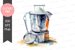 Watercolor moka pot clipart png Product Image 1