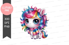 Colorful unicorn clipart png Product Image 1